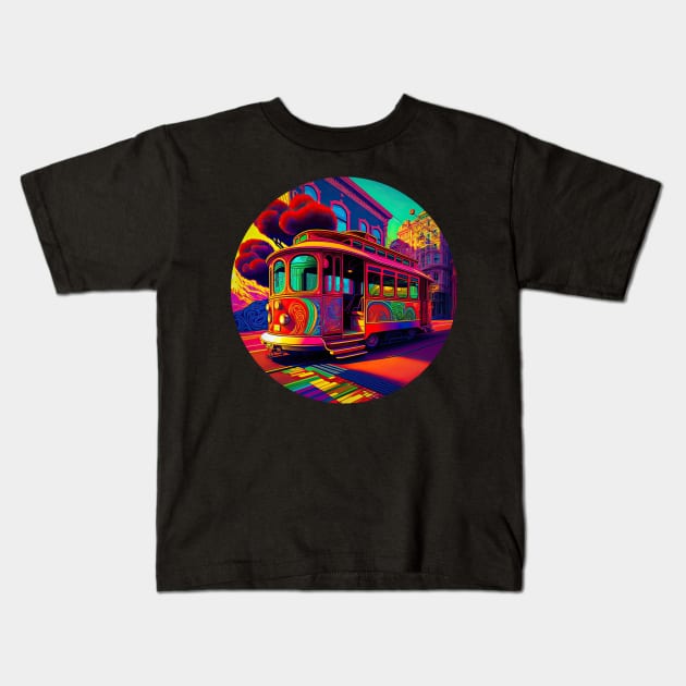 San Francisco Cable Car v3 (no text) Kids T-Shirt by AI-datamancer